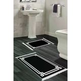 KAYABEY HOME B3-1669P1-10P2 Kaymaz Taban Djt 2 Li Banyo Paspas Takımı Star Pamuk Saçaklı Modern 1669 Siyah