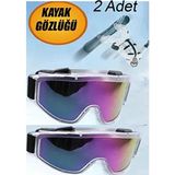 Kayak Gözlüğü Offroad Antifog Ventilli Korumalı Güneş Kar Gözlük Gökkuşağı Snowboard Glasses 2ADET. - Yeşil