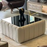 Kayalar Sofa Kare Yarmalı Camlı Orta Sehpa 75 x 75 cm - Bej