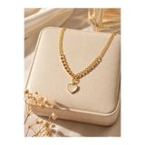kayalaraksesuar Şık Kalp Uçlu Altın Renk Kolye Kadın Günlük & Özel Gün Hediyelik