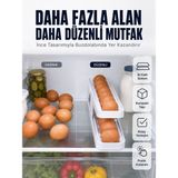 Kayar Ray Sistemli Buzdolabı Yumurta Saklama Düzenleyici Organizer - 00-Siyah - Beyaz