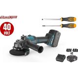 Kayasan CATPOWER4431 Kömürsüz Akülü Avuç Taşlama 125 mm Li-Ion 40V +( 4.0 Ah Akü 2 Adet)+(Hızlı Şarj Cihazı) Darbeli Düz Yıldız Tornavida
