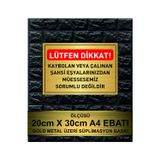 KAYBOLAN EŞYA YAZILI GOLD METAL BASKILI LEVHA ( 20 X 7 CM )