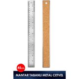 Kaydırmaz Cetvel 45 cm - Metal / Mantar Tabanlı - Açık Gri - 45CM