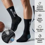 Kaydırmaz Futbol Basketbol Tenis Erkek Spor Çorap, Siyah, Kaymaz Çorap Tabanlı, Dikişsiz ve Parfümlü, Yüksek Kalite - 5-Siyah - 39 - 44