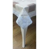 Kaydırmaz taban kenarı işleme dantel güpürlü pvc dikdörtgen muşamba masa örtüsü 122x155 cm Kahverengi 120 x 160