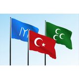 Kayı Boyu Osmanlı Yeşil Üç Hilal ve Türk Bayrağı 3 Lü Set - 70X105CM