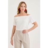 Kayık Yaka Crop Bluz
