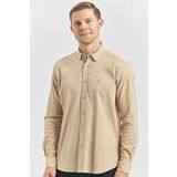 Kayısı Uzun Kollu Gofreli Biyeli %100 Pamuk Casual Slim Fit Dar Kesim Gömlek 1004240247