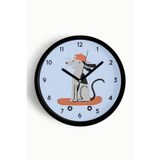 Kaykay Yapan Köpek Çocuk Odası Duvar Saati - 25cm - Önü Camlı Siyah Kasa - Sessiz Mekanizma, JH1098S25SKP