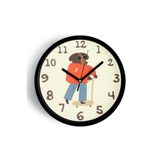 Kaykay Yapan Köpek Çocuk Odası Modern Duvar Saati - 35cm - Önü Camlı Siyah Kasa - Sessiz Mekanizma, JH0206S35SKP