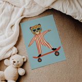 Kaykaycı Çizgili Leopar Çocuk Odası Duvar Posteri Çerçeveli Tablo Duvar Dekorasyonu - 21 x 30 - Çerçevesiz Poster