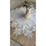 Kayla Kreme Krem 88X88 cm Fransız Dantel Detaylı Kare Sehpa Örtüsü Şık Tasarım - 0,5 x 9 cm - 001-Renkli