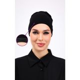 Kaymayan Siyah Bone Silikonlu Kaymaz Dikişsiz Kadın Tesettür Bağlamalı - Standart