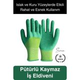 Kaymaz Dayanıklı Pütürlü Montaj İş Eldiveni Camcı Yarı Kaplama Güvenli Sağlam Lastikli Rahat Esnek