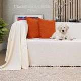 Kaymaz Koltuk Örtüsü Çift Taraflı Mikrofiber Şönil 175x350 Cm Xl- Ekru Kedi Köpek Ve Çocuk Dostu Ekru