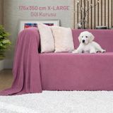 Kaymaz Koltuk Örtüsü Çift Taraflı Mikrofiber Şönil 175x350 Cm Xl- Gül Kurusu Kedi Köpek Ve Çocuk Dostu Gül Kurusu