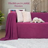 Kaymaz Koltuk Örtüsü Çift Taraflı Mikrofiber Şönil 175x350 Cm Xl- Mürdüm Kedi Köpek Ve Çocuk Dostu Mürdüm
