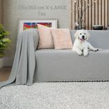 Kaymaz Koltuk Örtüsü Çift Taraflı Mikrofiber Şönil 175x350 Cm Xl- Taş Kedi Köpek Ve Çocuk Dostu Taş