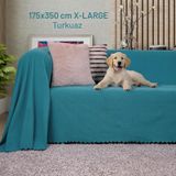 Kaymaz Koltuk Örtüsü Çift Taraflı Mikrofiber Şönil 175x350 Cm Xl- Turkuaz Kedi Köpek Ve Çocuk Dostu Turkuaz
