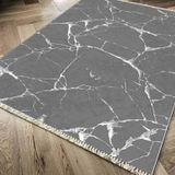 Kaymaz Taban Dijital Baskı Kadife Crack Wall Antrasit 180x280 cm Salon Halı