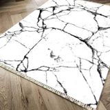 Kaymaz Taban Dijital Baskı Kadife Crack Wall Beyaz 180x280 cm Salon Halı