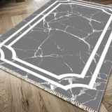 Kaymaz Taban Dijital Baskı Kadife Linear Stone Antrasit 180x280 cm Salon Halı