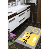 Kaymaz Taban, Kedi Desenli Banyo Paspası, Dekoratif Paspas, 60X100 Cm No Stress No Panic