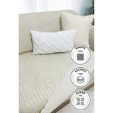 Kaymaz Taban Süngerli Kadife Koltuk Kılıfı Koltuk Şalı - Çekyat Örtüsü 170X210 - 170 x 210 cm - Krem