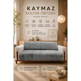 Kaymaz Tabanlı Peluş Koltuk Örtüsü Petek Dokulu Yumuşak 3'lü Koltuk Kılıfı 175 x 210 - 170 x 220 cm - Gri