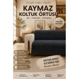 Kaymaz Tabanlı Peluş Koltuk Örtüsü Petek Dokulu Yumuşak 3'lü Koltuk Kılıfı 175 x 210 - 170 x 220 cm - Siyah