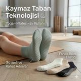 Kaymaz Tabanlı Yoga Pilates 8'Li Çorap, Silikon Tabanlı Esnek Bilekli Nefes Alan Ev Ve Spor Çorabı