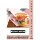 Kaymaz Yanmaz Fırın Ocak Tencere Izgara Mutfak Yüksek Isıya Dayanıklı Silikon Fırın Eldiveni 1 Adet