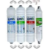 Kaynak Su Arıtma Puretech Muadili Inline Filtre Takımı 4'lü Set ve Bağlantı Dirsekleri