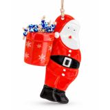 Kaynaştırılmış Cam Noel Baba Süsü Nazar Boncuğu, 15x20 cm | El Yapımı, Noel Ağacı Süsü, Duvar Dekoru, Cam ve Kağıt Malzeme, Jüt İpli Askı