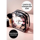 Kayoubi Profesyonel Şeffaf Kadın Seyahat Bakım Kozmetik Plaj Makyaj Çantası Valiz Bavul Organizer Su Geçirmez