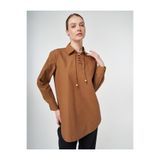 Kayra %100 Pamuklu Bağcıklı Tunik Kahve