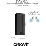 Kayra Ayna Yan Dolabı 30CM Mat Antrasit