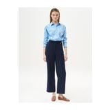 Kayra Basic Geniş Paça Krep Pantolon Lacivert