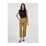 Kayra Çift Pileli Krep Pantolon Haki