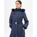 Kayra Dik Yaka Fermuar Detaylı Kapitoneli Anorak Mont 27309 - 36 - Lacivert