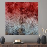 Kayra Export 1 Parça Kanvas Tablo Alkol Mürekkebi Sanat Travertive Kanvas Kırmızı ve Gri 3 Boyutlu Kanvas - 40 x 40 cm - Renkli