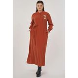 Kayra Floral Baskılı Rayon Elbise Kiremit