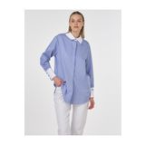 Kayra Geniş Manşetli Pamuklu Basic Tunik Havacı Mavi