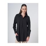 Kayra Gömlek Yaka Basic Poplin Tunik Siyah