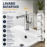 Kayra Grup Su Armatürleri Kayra Lavabo Bataryası 360 Derece Dönen Boru Kolay Montaj