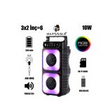 Kayra HF-3225 RGB Işıklı Taşınabilir Bluetooth Mikrofon Destekli Hoparlör 3x2 İnç Çift Woofer USB TF Deste