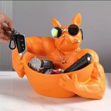 Kayra Hobi Bulldog Boksör Köpek Dekoratif Heykel Biblo Masa Dekorasyonu Hediyelik Sunumluk Anahtarlık Turuncu
