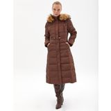 Kayra KA-A23-27001 Çıt Çıtlı Kaz Tüyü Dolgulu Koyu Kahve Mont