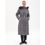 Kayra KA-A23-27006 Kaztüyü Dolgulu Füme Kemerli Kadın Mont